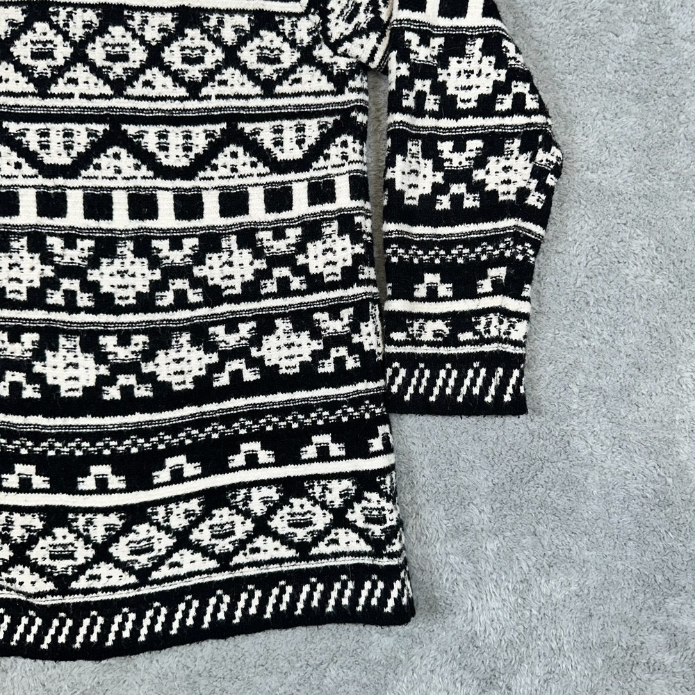 J.JILL Thick Knit Cotton Wool Blend Black & White‎ Pullover Mock Neck Sweater L - Picture 5 of 11
